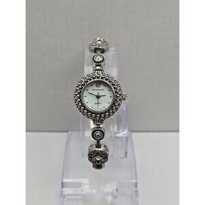 Harve Benard Marcasite Bracelet Watch Rhinestones Silver Tone Quartz New Battery